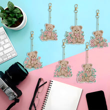 Load image into Gallery viewer, 6PCS Double Sided Special Shape Diamond Painting Keychain (Cute Bear #9)
