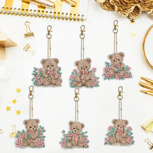 Load image into Gallery viewer, 6PCS Double Sided Special Shape Diamond Painting Keychain (Cute Bear #9)
