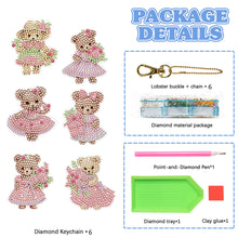 Load image into Gallery viewer, 6PCS Double Sided Special Shape Diamond Painting Keychain (Cute Bear #10)
