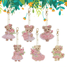 Load image into Gallery viewer, 6PCS Double Sided Special Shape Diamond Painting Keychain (Cute Bear #10)
