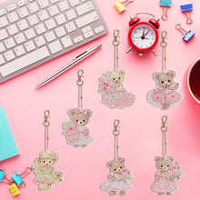 Load image into Gallery viewer, 6PCS Double Sided Special Shape Diamond Painting Keychain (Cute Bear #10)
