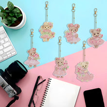 Load image into Gallery viewer, 6PCS Double Sided Special Shape Diamond Painting Keychain (Cute Bear #10)
