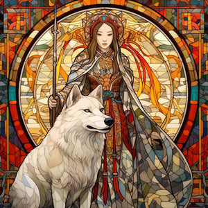 White Wolf And Girl 30*30CM Full Square Drill Diamond Painting