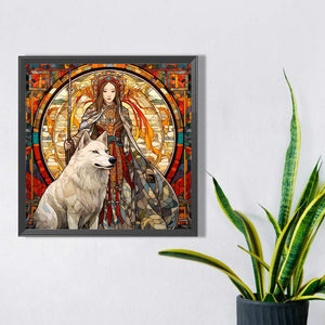 White Wolf And Girl 30*30CM Full Square Drill Diamond Painting
