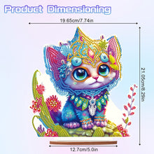 Load image into Gallery viewer, Wooden Round Diamond Painting Desktop Diamond Art Table Decor (Kitten)
