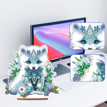 Load image into Gallery viewer, Wooden Round Diamond Painting Desktop Diamond Art Table Decor (White Bear)
