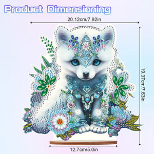 Wooden Round Diamond Painting Desktop Diamond Art Table Decor (White Bear)