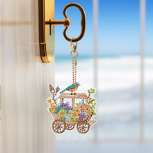 Load image into Gallery viewer, 8PCS Double Sided Diamond Art Keyring Birds Birdhouses Diamond Painting Keychain
