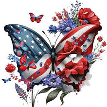Load image into Gallery viewer, Stars And Stripes Butterfly 30*30CM Full Round Drill Diamond Painting
