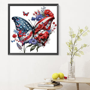 Stars And Stripes Butterfly 30*30CM Full Round Drill Diamond Painting