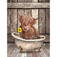 Load image into Gallery viewer, Young Yak Holding SunFlower 30*40CM Full Round Drill Diamond Painting
