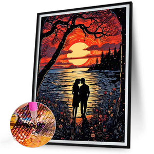 Lovers By The Lake 30*40CM Full Round Drill Diamond Painting