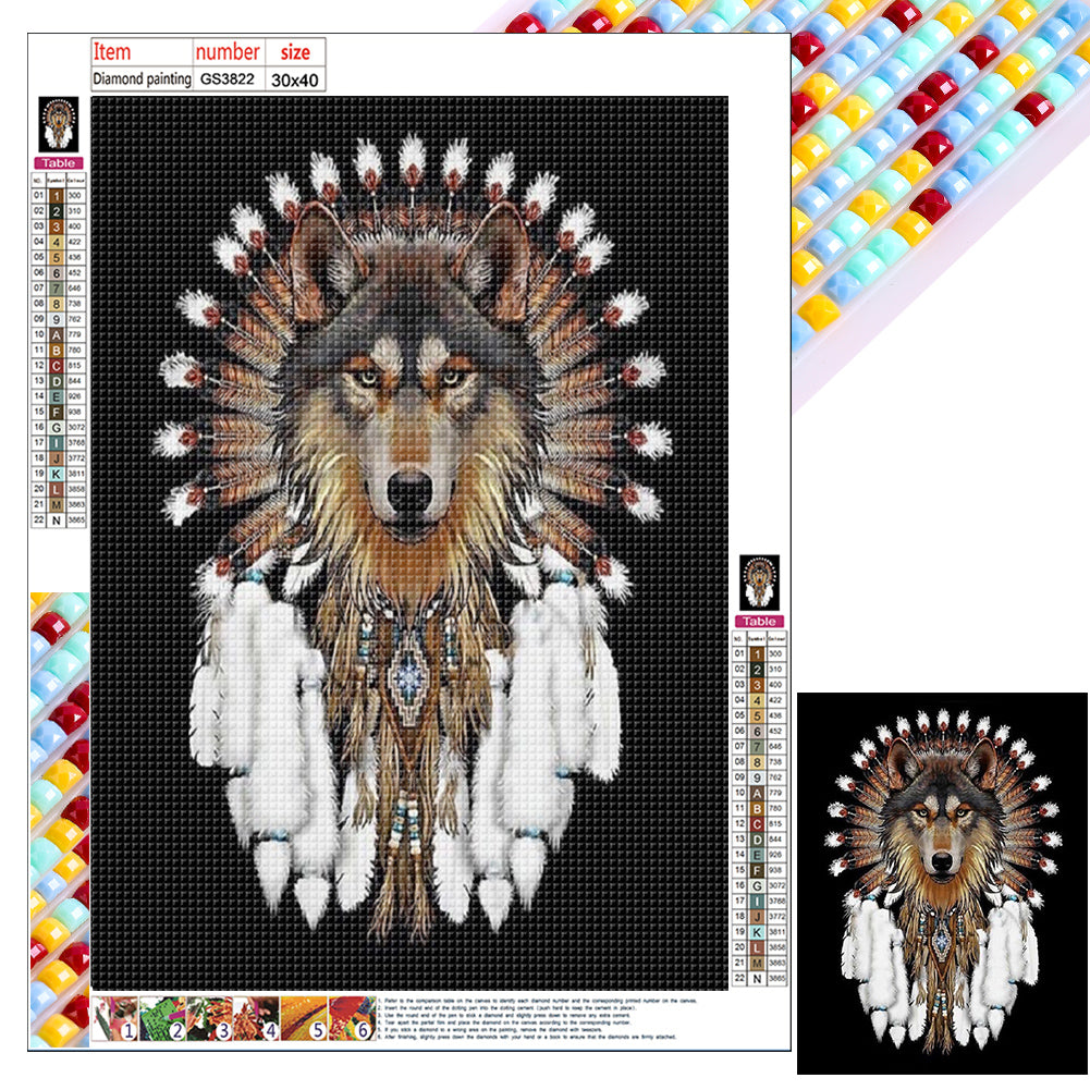 Wolf Head Dream Catcher 30*40CM Full Square Drill Diamond Painting