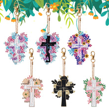 Load image into Gallery viewer, 6PCS Diamond Painting Keychain Double Sided Rhinestone Painting Keychain Pendant
