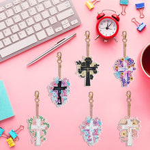 Load image into Gallery viewer, 6PCS Diamond Painting Keychain Double Sided Rhinestone Painting Keychain Pendant
