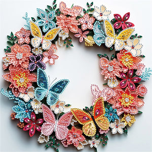Butterfly Garland Paper Painting 30*30CM(Canvas) Partial Special Shaped Drill Diamond Painting