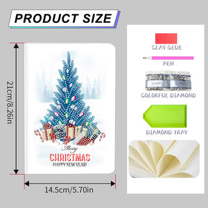 50 Pages A5 Special Shaped Diamond Painting Diary Book for Teens(Christmas Tree)