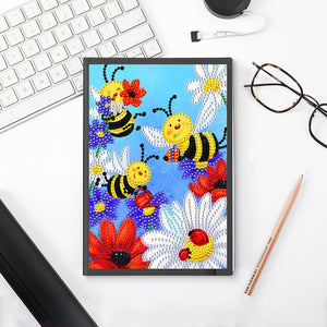 50 Pages A5 Special Shaped Diamond Painting Diary Book for Teens (Cartoon Bee)