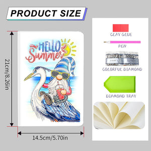 50 Pages A5 Special Shaped Diamond Painting Diary Book for Teens (Seaside Gnome)