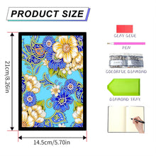 Load image into Gallery viewer, 50 Pages A5 Special Shaped Diamond Painting Diary Book for Teens (Small Flower)
