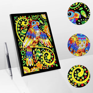 50 Pages A5 Special Shaped Diamond Painting Diary Book for Teen(Abstract Parrot)