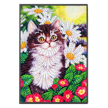 Load image into Gallery viewer, 50 Pages A5 Special Shaped Diamond Painting Diary Book for Teen(Flower Bush Cat)
