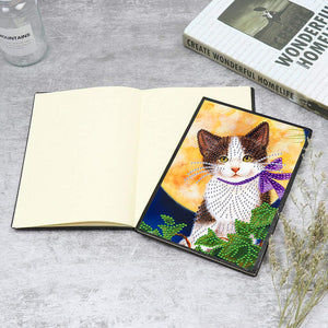 50 Pages A5 Special Shaped Diamond Painting Diary Book (Cat Under the Moon)