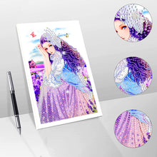 Load image into Gallery viewer, 50 Pages A5 Special Shaped Diamond Painting Diary Book for Teens (Lavender Girl)
