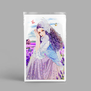 50 Pages A5 Special Shaped Diamond Painting Diary Book for Teens (Lavender Girl)