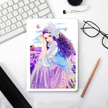 Load image into Gallery viewer, 50 Pages A5 Special Shaped Diamond Painting Diary Book for Teens (Lavender Girl)
