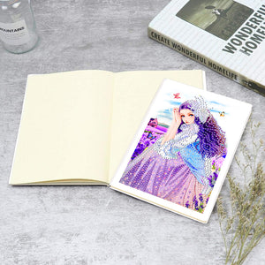 50 Pages A5 Special Shaped Diamond Painting Diary Book for Teens (Lavender Girl)