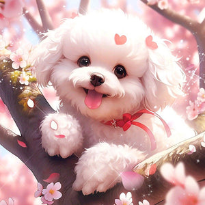 Dog On Tree 30*30CM Full Round Drill Diamond Painting