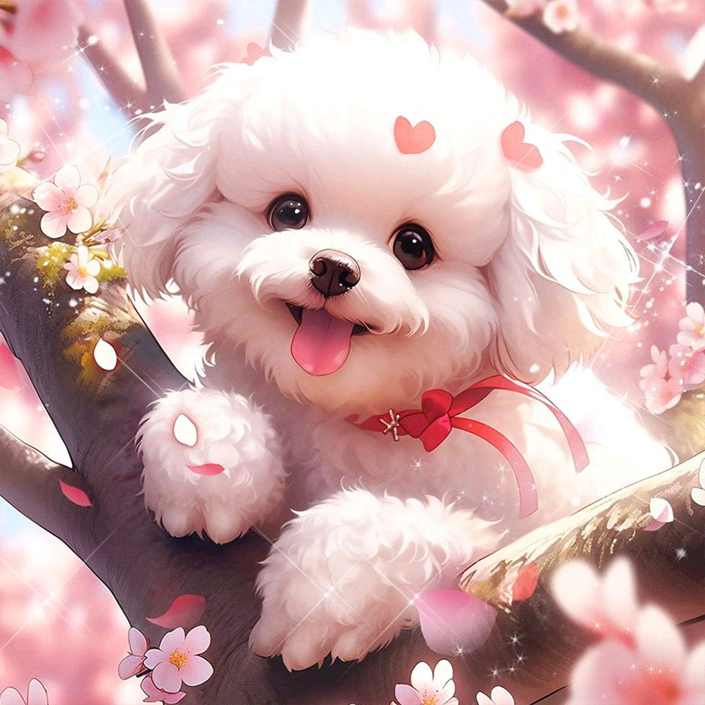 Dog On Tree 30*30CM Full Round Drill Diamond Painting