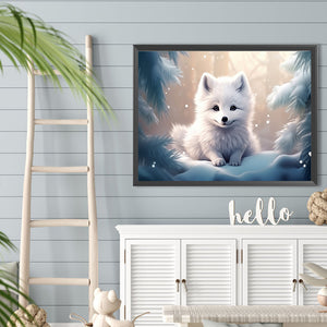 Snow Animal Wolf - Full Round Drill Diamond Painting 40*30CM