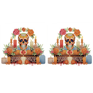 Skull Candlestick 30*30CM(Canvas) Partial Special Shaped Drill Diamond Painting