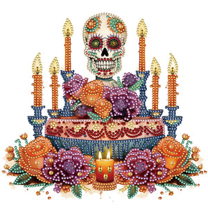 Skull Candlestick 30*30CM(Canvas) Partial Special Shaped Drill Diamond Painting