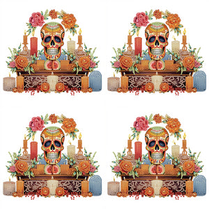 Skull Candlestick 30*30CM(Canvas) Partial Special Shaped Drill Diamond Painting