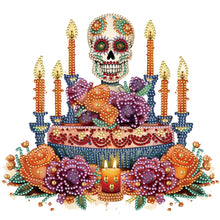 Load image into Gallery viewer, Skull Candlestick 30*30CM(Canvas) Partial Special Shaped Drill Diamond Painting

