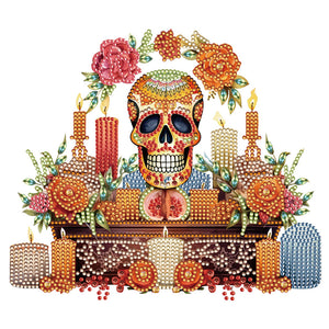 Skull Candlestick 30*30CM(Canvas) Partial Special Shaped Drill Diamond Painting