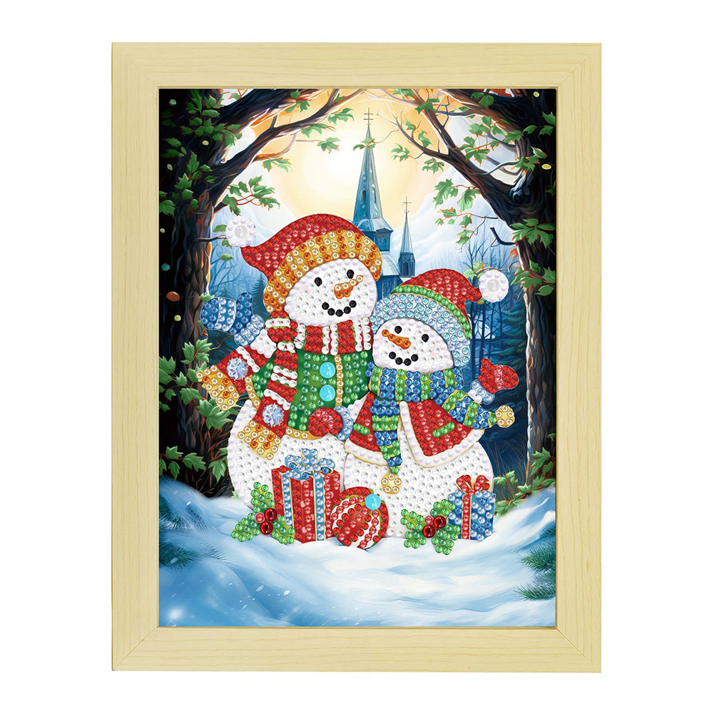 Special Shaped Diamond Painting Kit with Lights 17x22cm (Christmas Snowman #1)