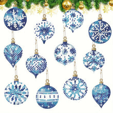 Load image into Gallery viewer, 12PCS Diamond Art Keyring Snowflakes Double Sided Diamond Painting Keychain (#1)
