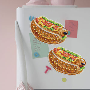 Round+Special Shape Diamond Art Fridge Magnets Sticker (Hot Dog Hamburger #3)