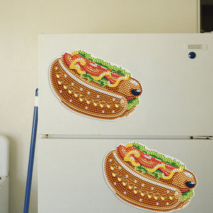 Round+Special Shape Diamond Art Fridge Magnets Sticker (Hot Dog Hamburger #3)