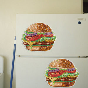 Round+Special Shape Diamond Art Fridge Magnets Sticker (Hamburger)