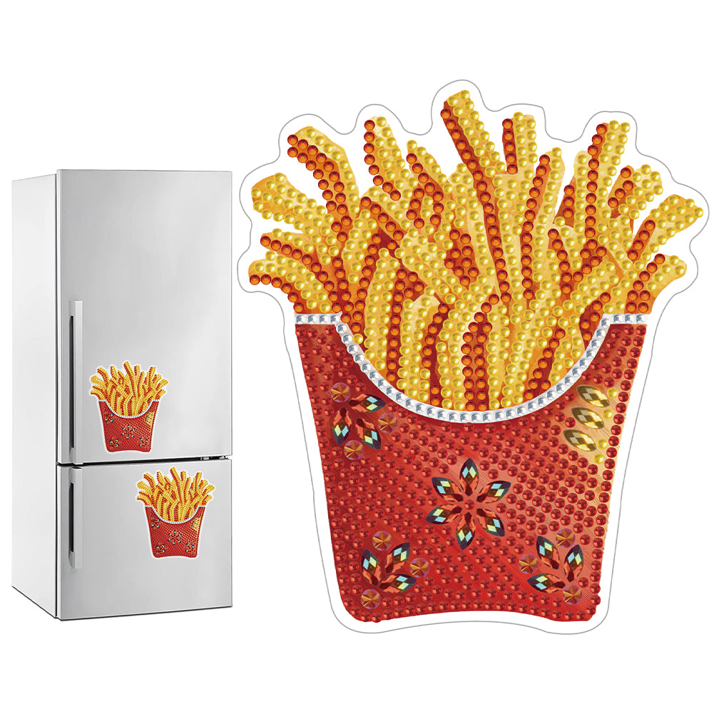 Round+Special Shape Diamond Art Fridge Magnets Sticker (French Fries)