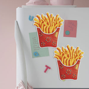 Round+Special Shape Diamond Art Fridge Magnets Sticker (French Fries)