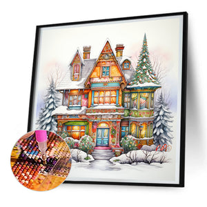 Snow Cabin - Full Round Drill Diamond Painting 30*30CM