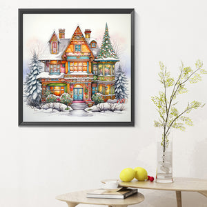 Snow Cabin - Full Round Drill Diamond Painting 30*30CM