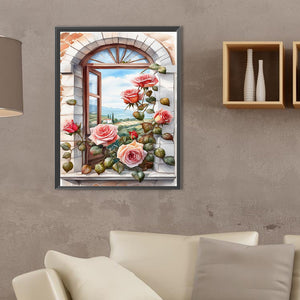 Window Rose - Full Square Drill Diamond Painting 30*40CM