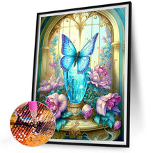 Load image into Gallery viewer, Blue Butterfly Crystal Cup 30*40CM Full Round Drill Diamond Painting
